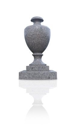 Garden stone (granite) vase isolated on white background. Design element with clipping pathの写真素材