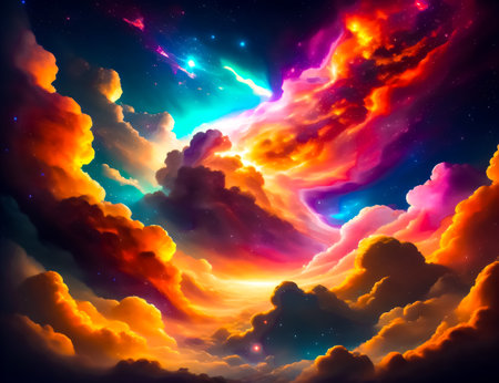 Abstract background with beautiful clouds and stars. Vector illustration. Eps 10の素材