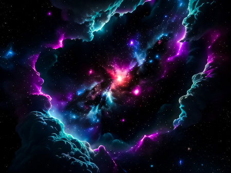 Galaxy and nebula. Abstract space background. 3D renderingの素材