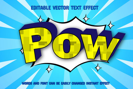 Pow! - Comic book style text on abstract blue background.のイラスト素材
