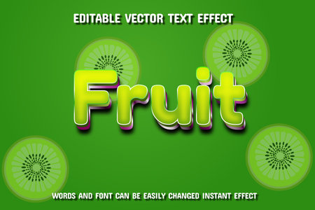 Fruit Text in 3d Fancy Fun Style with Kiwi Fruit Backgroundのイラスト素材