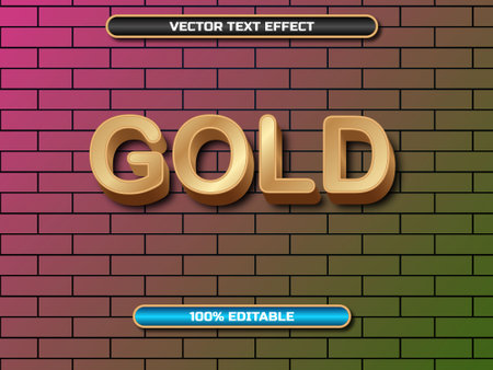 Editable Text Effect - Gold Text Style Effect on Brick Wall Backgroundのイラスト素材