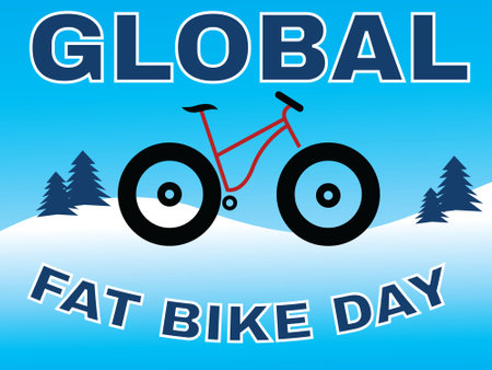 Vector illustration of a bicycle on a blue background with the words GLOBAL BACKGROUNDのイラスト素材
