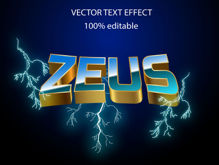 Vector illustration of ZERO text with lightning effect on dark blue backgroundのイラスト素材