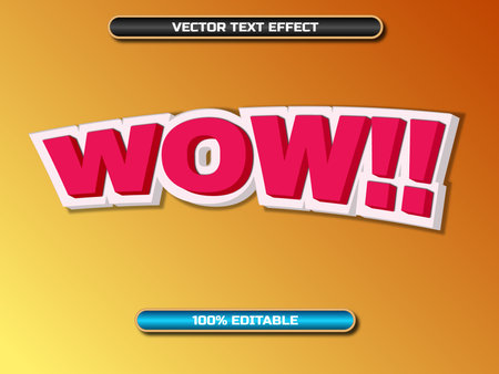 Wow text, editable text effect, vector eps 10.のイラスト素材
