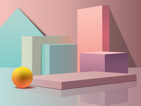 Abstract geometric background. 3d rendering, 3d illustration. Minimal design.のイラスト素材