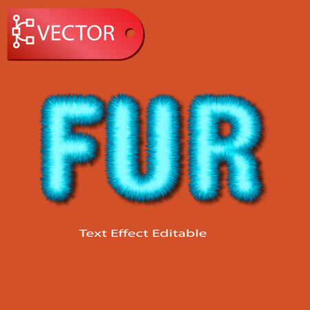 vector text effect editable Vector illustration of a blue fur font with the lfur dollのイラスト素材