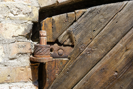 an old port warehouse doorの写真素材