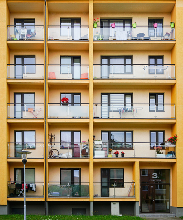 facade of the new apartment buildingの写真素材