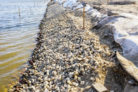 Reconstruction of the embankment of the lake in a European cityの写真素材