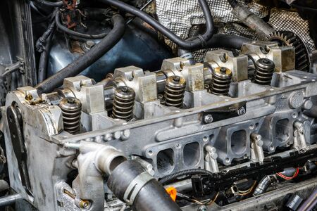 the head of the car block of cylinders with removed valve coverの写真素材