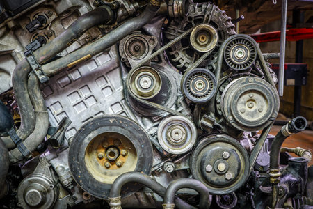 a modern used fossil fuel engine removed from the car