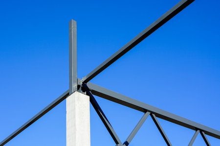 The steel frame of a building under construction