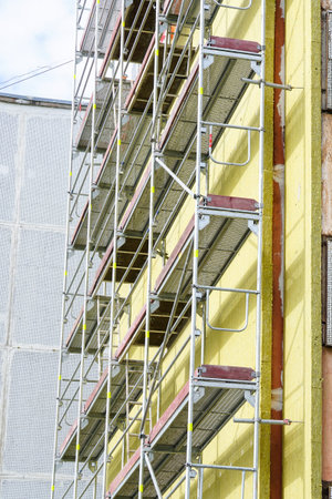 house exterior wall heat insulation with mineral wool slabs