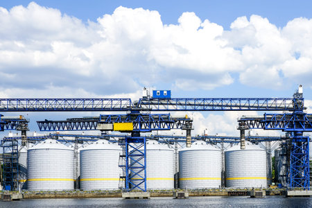 Versatile grain terminal with many storage silos in Ventspils port for transfer large range and...