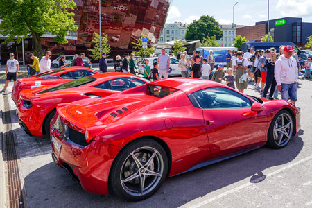 Liepaja, Latvia- July 20, 2023: European Ferrari car owners event and public car show, Ferrari 458...