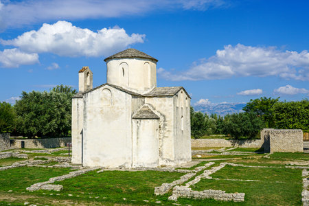 Church of the Holy cross, originating from the 9th century in Nin, Croatia, the smallest cathedral in the worldの写真素材