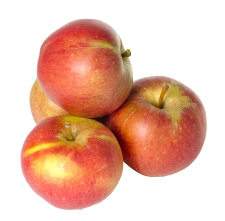 Arrangement of freshly harvested Pippin apples isolated on whiteの写真素材
