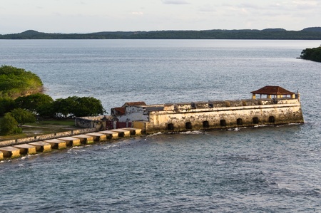 Ruins of an old Spanish fort in the Cartagena harborの写真素材