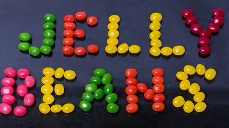 A Jelly Beans sign on black in jelly beans front angleの写真素材