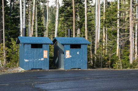 A public toilet in the national forestの写真素材
