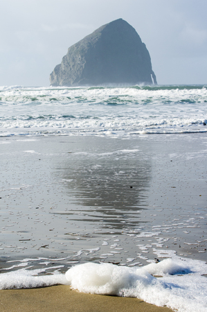 Chief Kiawanda Rock near Pacific City Oregon is a volcanic upthrust in the Pacific Oceanの写真素材