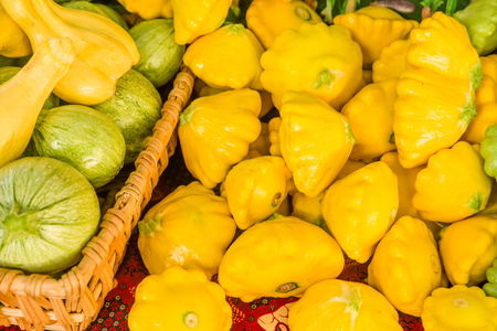 Fresh summer squash at the farmers marketの写真素材
