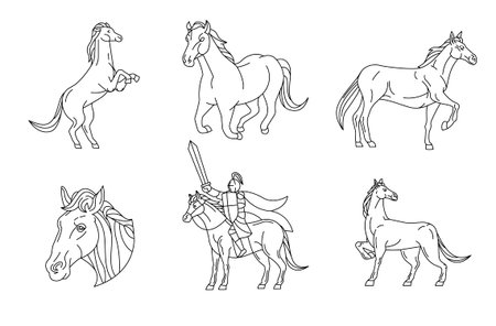 Horse, Line vector, Sign and symbol, Vector illustration.のイラスト素材