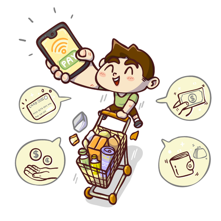 Payless shopping, Cartoon vector illustration.のイラスト素材