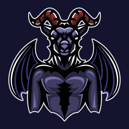 Devil goat, Mascot logo, Sticker design, Vector illustration.のイラスト素材