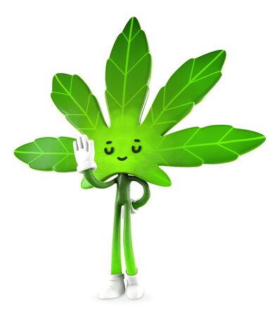 Cannabis  boy  in ban pose , Character design, 3d rendering illustration.の写真素材