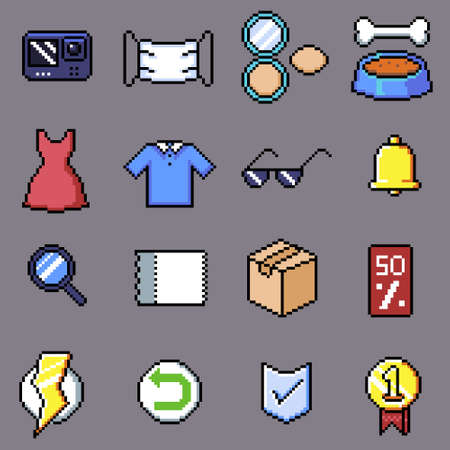 Shopping pixel icon for website, application, printing, document, poster design, etc.のイラスト素材