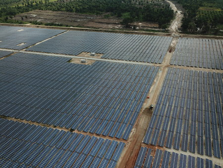 Large-Scale Solar Farmの写真素材