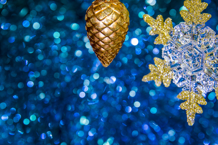 Christmas snowflake on a beautiful background bokeh, decoration,の写真素材
