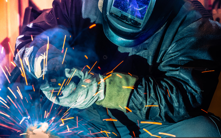 welder, craftsman, erecting technical steel Industrial steel welder in factory technical,の写真素材