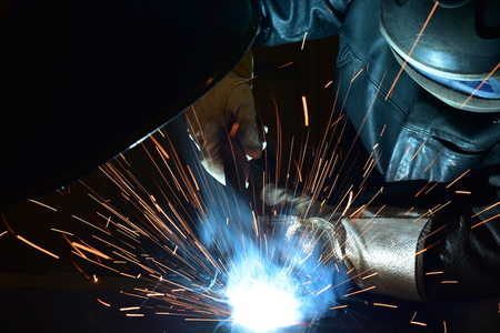 welder, craftsman, erecting technical steel Industrial steel welder in factory technical,の写真素材