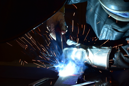 welder, craftsman, erecting technical steel Industrial steel welder in factory technical,の写真素材