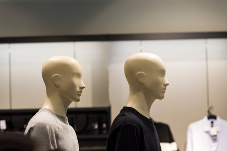 Head of a white mannequin at store background mannequin head