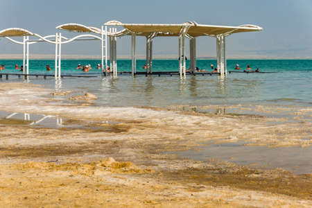 Dead Sea, salt beautiful view Israelの写真素材