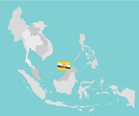 Asian map with point flags flat design vectorのイラスト素材