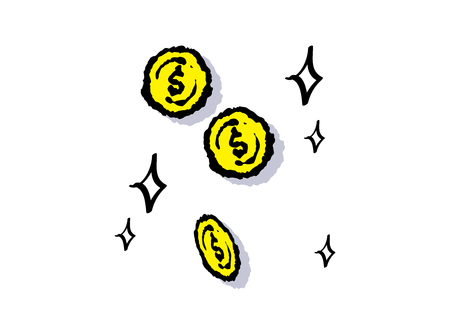 doodle golden dollar coin illustration vectorのイラスト素材