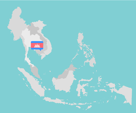 Asian map with point flags flat design vectorのイラスト素材