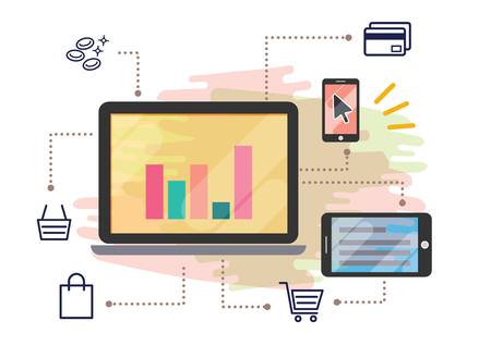 Business strategy technology omni-channel platform illustrationのイラスト素材