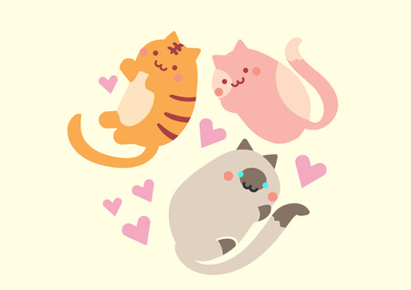 cute happy cat collectionのイラスト素材