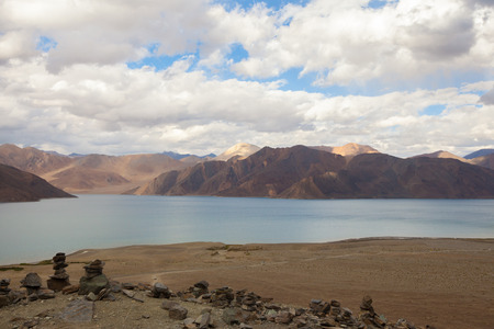 pang gong lake in leh ladahkの写真素材