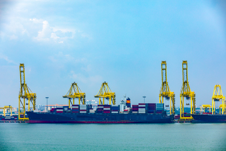 Port Cargo ship and Crane lifting for cruising or productの写真素材