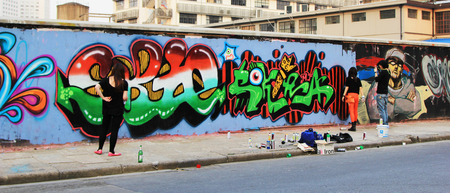 Graffiti at Moganshan Road, Shanghaiのeditorial素材