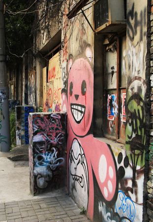 Graffiti at Moganshan Road, Shanghaiのeditorial素材