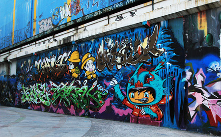 Graffiti at Moganshan Road, Shanghaiのeditorial素材