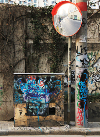 Graffiti at Moganshan Road, Shanghaiのeditorial素材
